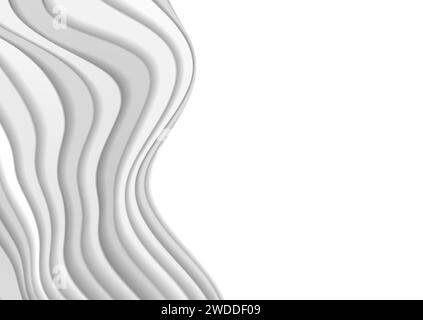 Grey smooth refracted curved waves abstract background. Vector design Stock Vector