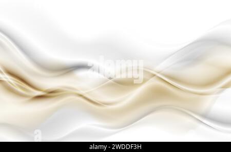 Grey white and golden smooth blurred waves abstract background. Vector design Stock Vector