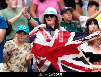 Melbourne, Australia, 20th Jan, 2024. Fans from Great Britain during the 2024 Australian Open Tennis Grand Slam in Melbourne Park. Photo credit: Frank Molter/Alamy Live news Stock Photo
