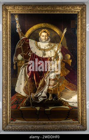 Jean-Auguste-Dominique Ingres, Napoleon on His Imperial Throne painting in Army Museum of Paris Stock Photo