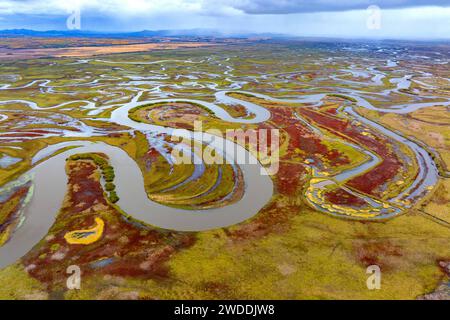 SHUANGYASHAN, CHINA - OCTOBER 6, 2023 - The Naoli River meander through