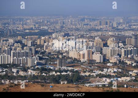 Cityscape of Pune city from Bopdev Ghat, Pune, Maharashtra, India Stock ...