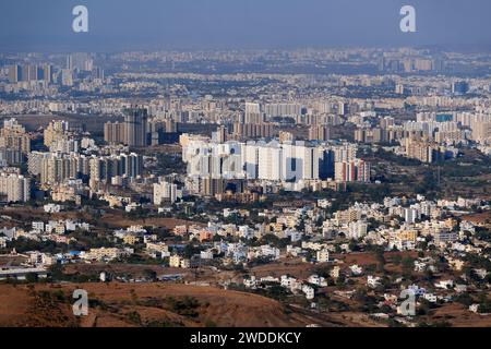 Cityscape of Pune city from Bopdev Ghat, Pune, Maharashtra, India Stock ...