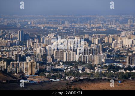 Cityscape of Pune city from Bopdev Ghat, Pune, Maharashtra, India Stock ...