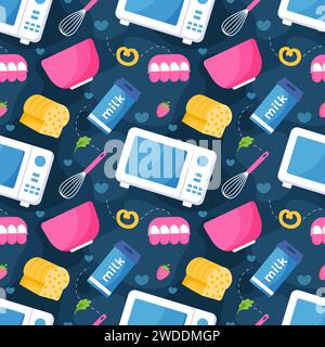 Cooking Equipment Seamless Pattern Design Illustration in Flat Cartoon Template Hand Drawn Stock Vector