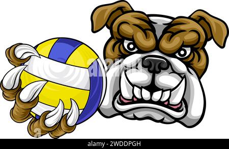 Bulldog Dog Volleyball Volley Ball Animal Mascot Stock Vector