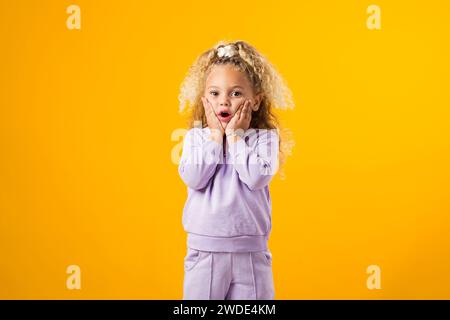 Portrait of Afraid Child Girl, Expressing Fears Stock Photo