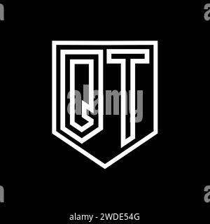 QT Letter Logo monogram shield geometric line inside shield style ...