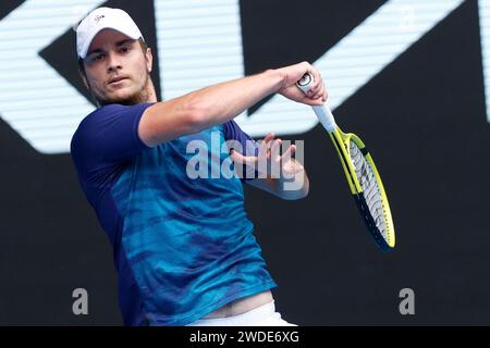 Melbourne Park, Melbourne, Victoria, Australia. 20th Jan, 2024. Australian Open Tennis Championship Day 7; Miomir Kecmanovic (SRB) in action during the round three singles match against Tommy Paul (USA) Credit: Action Plus Sports/Alamy Live News Stock Photo