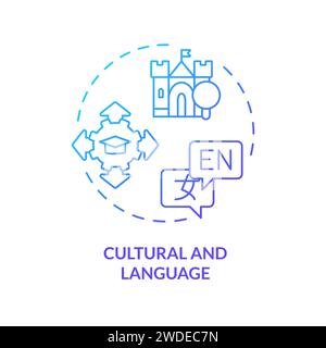 Thin line simple gradient cultural and language icon concept Stock Vector