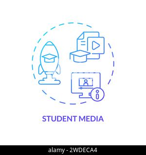 Thin line simple gradient student media icon concept Stock Vector