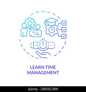 Thin line simple gradient learn time management icon concept Stock Vector