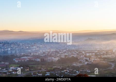 Panorama view of the skyline of the Galician city of Ourense as seen from the outskirts. Stock Photo