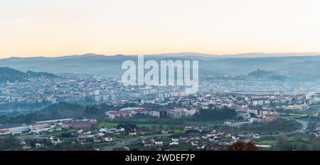 Panorama view of the skyline of the Galician city of Ourense as seen from the outskirts. Stock Photo