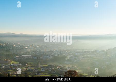 Panorama view of the skyline of the Galician city of Ourense as seen from the outskirts. Stock Photo