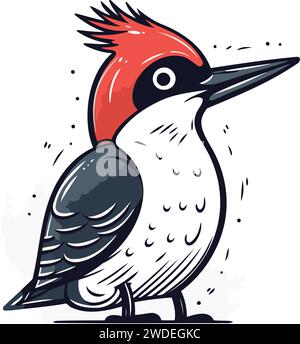 Red bellied woodpecker. Hand drawn vector illustration. Stock Vector