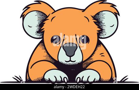 Cute koala isolated on white background. Vector illustration in cartoon style. Stock Vector