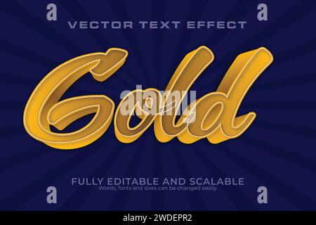 Gold 3D Text Effect 100 Editable EPS File Word And Font Can be Changed Stock Vector