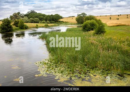 UK, England, Warwickshire, Compton Verney House, Compton Pools and Upper Park from Old Town Meadow Stock Photo