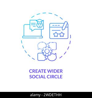 Thin line simple create wider social circle icon concept Stock Vector