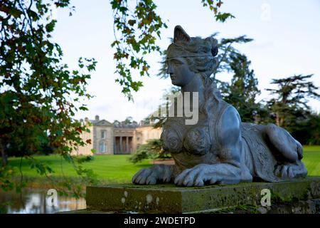 A sphinx sculpture on Upper Bridge at Compton Verney House, an 18th-century country mansion near Kineton in Warwickshire, England. Stock Photo