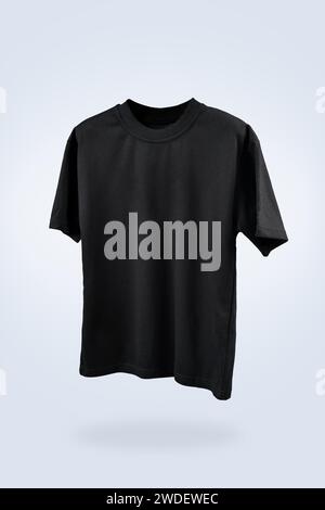 Black T-shirt mockup and textile sample Stock Photo