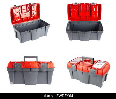Plastic toolbox with red top isolated on white background. File contains clipping path. Stock Photo