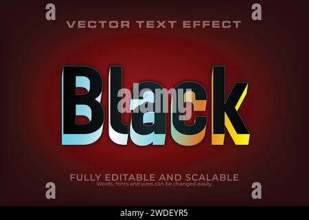 Black 3D Text Effect 100 Editable EPS File Word And Font Can be Changed Stock Vector