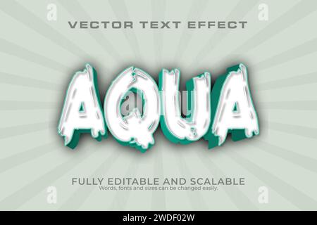Aqua 3D Text Effect 100 Editable EPS File Word And Font Can be Changed Stock Vector