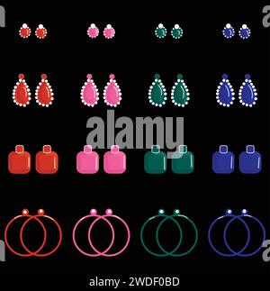 Earrings Set Hand Drawn Illustration Stock Vector