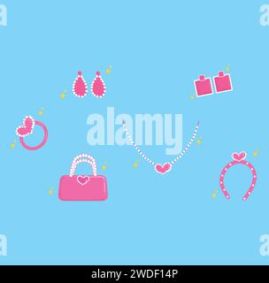 Barbie Elements Hand Drawn Illustration Stock Vector