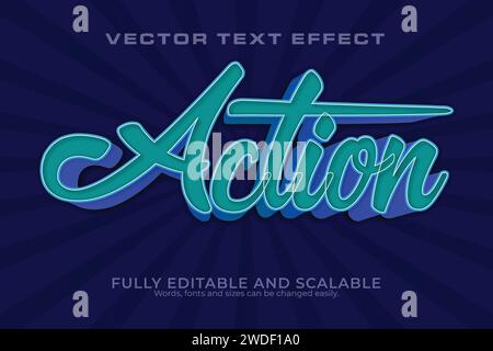 action 3D Text Effect 100 Editable EPS File Word And Font Can be Changed Stock Vector