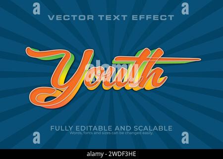 Youth 3D Text Effect 100 Editable EPS File Word And Font Can be Changed Stock Vector