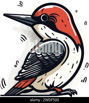 Hand drawn vector illustration of a red bellied woodpecker Stock Vector