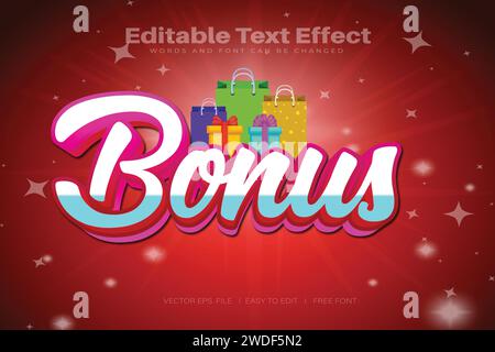 Bonas 3D Text Effect 100 Editable EPS File Word And Font Can be Changed Stock Vector