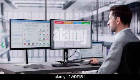 Business Schedule Calendar And Agenda Gantt Report Stock Photo