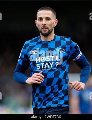 Derby County's Conor Hourihane during the Sky Bet League One match at the LNER Stadium, Lincoln. Picture date: Saturday January 20, 2024. Stock Photo