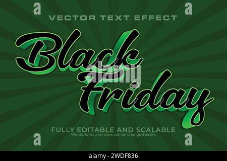 Black Friday 3D Text Effect 100 Editable EPS File Word And Font Can be Changed Stock Vector