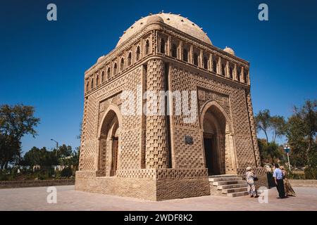 Ismail Samanid Mausoleum, built between 892 and 943 is one of the oldest monuments in the Bukhara region and has a unique mix of Zoroastrian and Islam Stock Photo