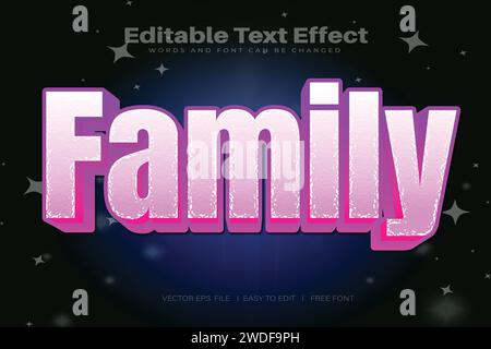 Family 3D Text Effect 100 Editable EPS File Word And Font Can be Changed Stock Vector