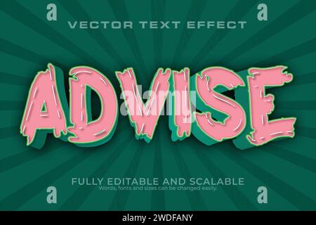 Advise 3D Text Effect 100 Editable EPS File Word And Font Can be Changed Stock Vector