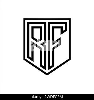 RF Letter Logo monogram shield geometric line inside shield isolated style design template Stock Photo