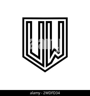 UW Letter Logo monogram shield geometric line inside shield isolated style design template Stock Photo