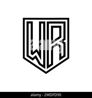 WR Letter Logo monogram shield geometric line inside shield isolated style design template Stock Photo