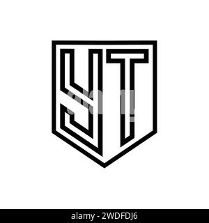 YT Letter Logo monogram shield geometric line inside shield isolated style design template Stock Photo