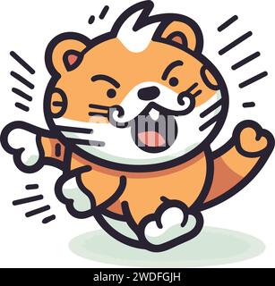 Cute hamster cartoon vector illustration. Isolated on white background. Stock Vector
