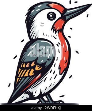 Red bellied Woodpecker. Hand drawn vector illustration. Stock Vector