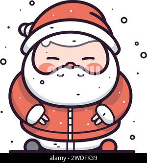Cartoon Santa Claus in winter clothes. Vector illustration for your design Stock Vector