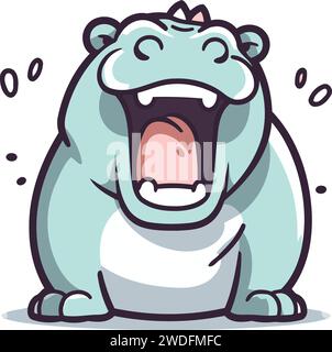 Hippo Crying Cute Cartoon Animal Vector Illustration Stock Vector Image ...