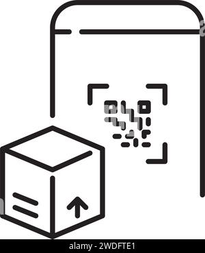 QR code parcel tracking. Delivery service app. Pixel perfect icon Stock Vector